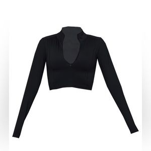 Long Sleeve Zip Up Crop‎ Top